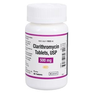 Clarithromycin Tablets 500mg Bottle 60/Bottle Each