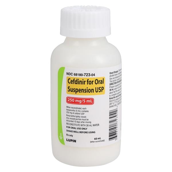 Cefdinir Oral Suspension 250mg/5mL Strawberry Powder Bottle 60mL Each