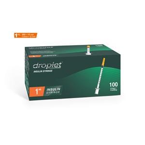 Droplet Insulin Syringe/Needle 29gx12.7mm 1mL Protective Cap LDS 100/Bx