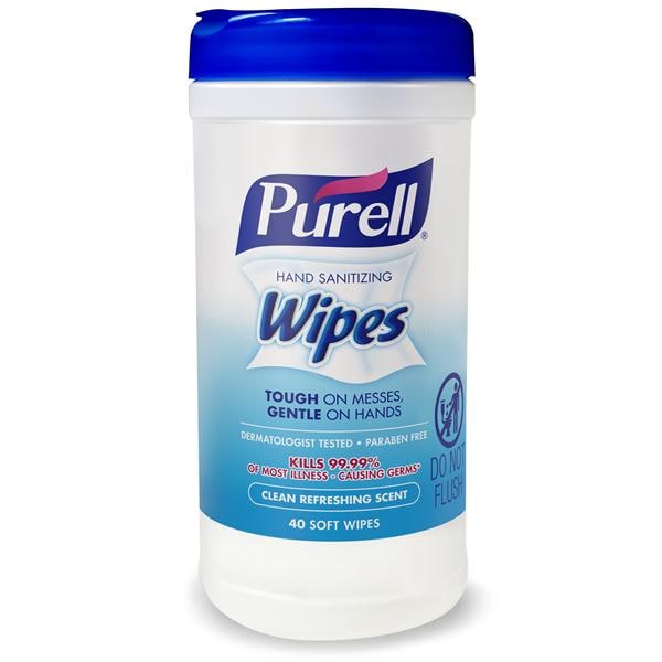 Wipes Hand Sanitizer Purell 0.13% Benzalkonium Chloride Pl Ot Cnstr Cln 6/Ca