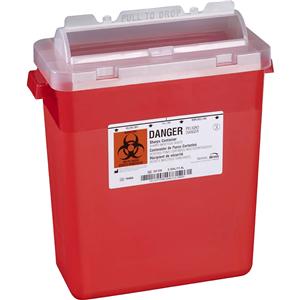 Sentinel Sharps Container 3gal Red 13-7/8x6-7/8x13-1/2" Horizontal Drop Plstc Ea