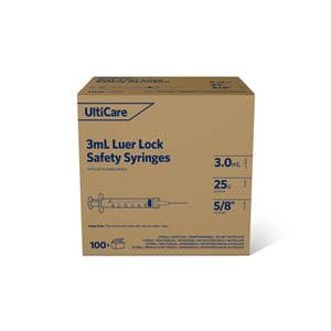UltiCare Luer Lock Syringe/Needle 25gx5/8" 3mL Detachable Sfty Shld LDS 400/Ca