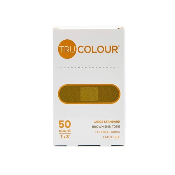 Adhesive Bandage Fabric 1x3" Brown/Dark Brown Sterile 50/Bx, 24 BX/CA