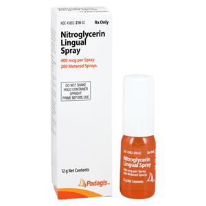 Nitroglycerin Lingual Spray 400mcg/Spray Bottle 200 Sprays Each