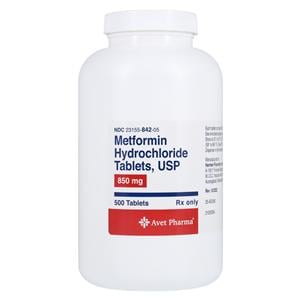 Metformin HCl Tablets 850mg Bottle 500/Bottle Each