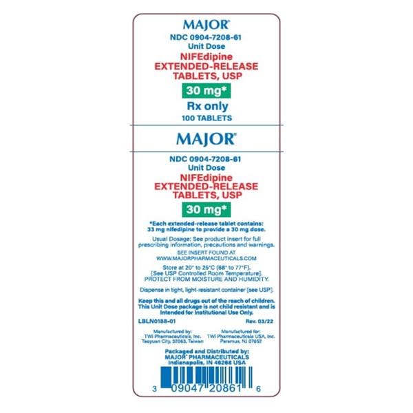 Nifedipine 30mg Each