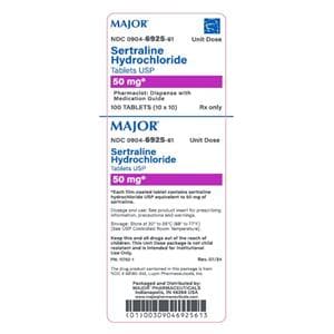 Sertraline HCl Tablets 50mg Unit Dose 100/Package Each