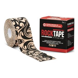 RockTape Kinesiology Tape 97% Cotton/3% Nylon 2"x21.5' Bge w/ Blk Tattoo NS EA