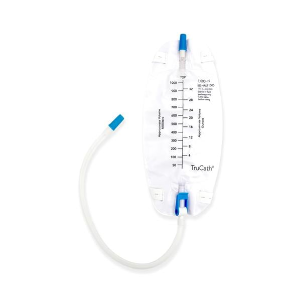 TruCath Urinary Leg Drain bag 1000mL Rsbl/1 Ptnt Flip-Flo Drainage Valve