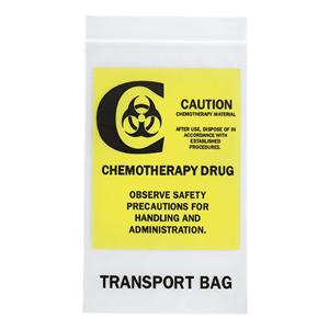 Chemotherapy Transport Bag 4mil 6x9" Clear/Yellow Block Zplk Clsr Plstc 1000/Ca