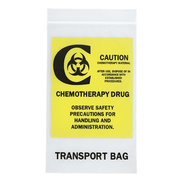 Chemotherapy Transport Bag 4mil 9x12" Clear/Yellow Block Zplk Clsr Plstc 500/Ca
