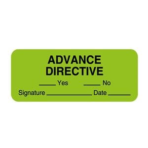 Informational Label Adv Directive Yes_No_ Sgntr Dt FlurGrn Ppr 2-1/4x7/8" 420/Rl
