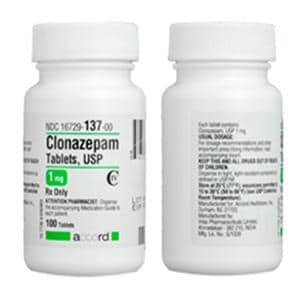 Clonazepam Tablets 1mg Bottle 500/Bottle Each