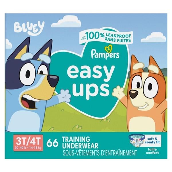 Pampers Easy Ups Training Underwear Moderate Boy Bluey 3T-4T 66/Pk, 1 PK/CA