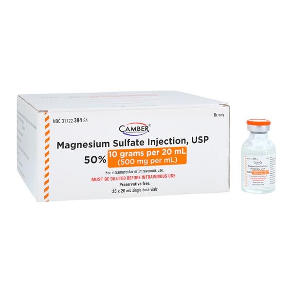 Magnesium Sulfate 50% Injection 50% No Preservative SDV 20mL 25/Package