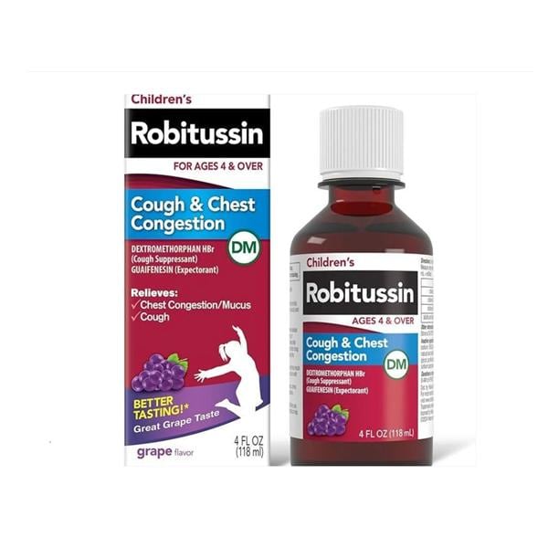 Robitussin DM Children Cough/Congestion Liquid 20/200mg Grape 4oz 4oz/Bt