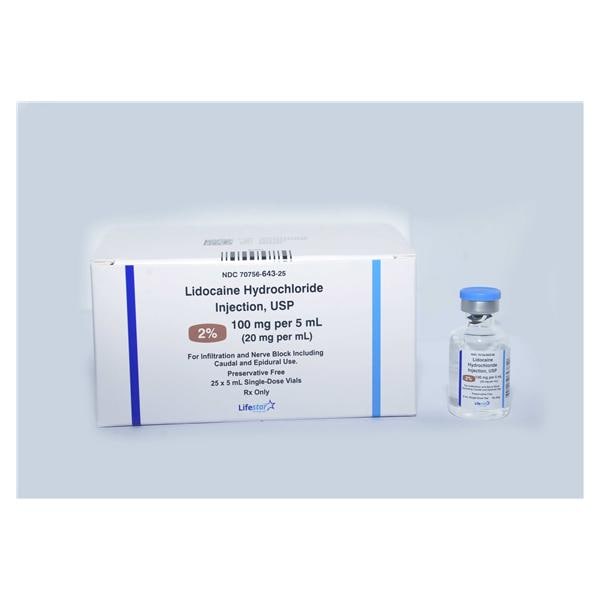 Lidocaine HCl Injection 2% SDV 5mL 25/Package