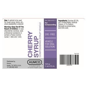 Flavoring Syrup Cherry Dye Free 16oz 12/Ca