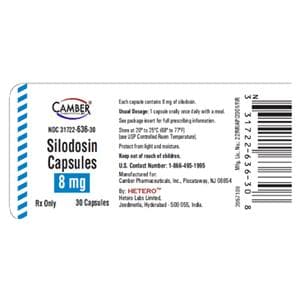 Silodosin Capsules 8mg Bottle 30/Bottle Each