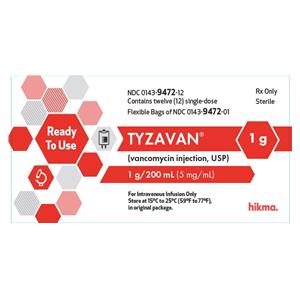 Vancomycin HCl Injection 5gm Bag 200mL 12/Package