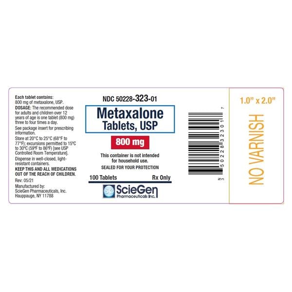 Metaxalone Tablets 800mg Bottle 100/Bt Each