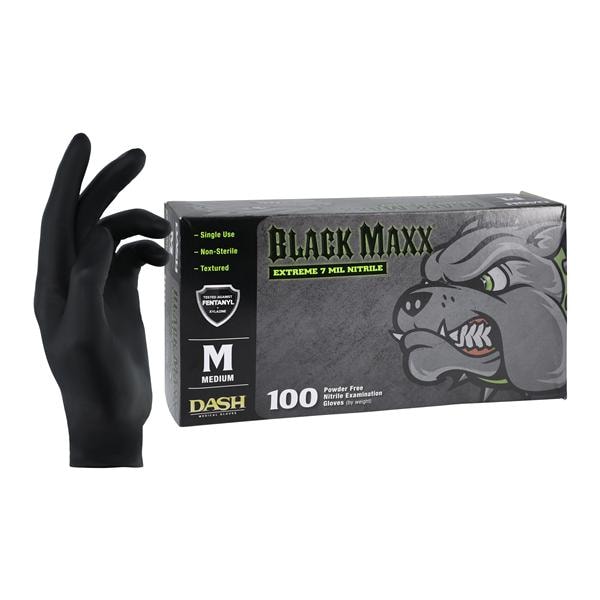 Black Maxx Nitrile Exam Gloves Medium Black Non-Sterile 100/Bx