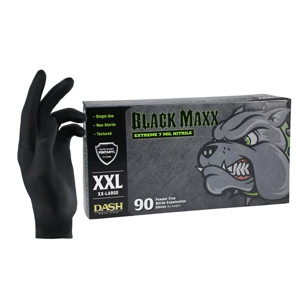 Black Maxx Nitrile Exam Gloves 2X-Large Black Non-Sterile 100/Bx