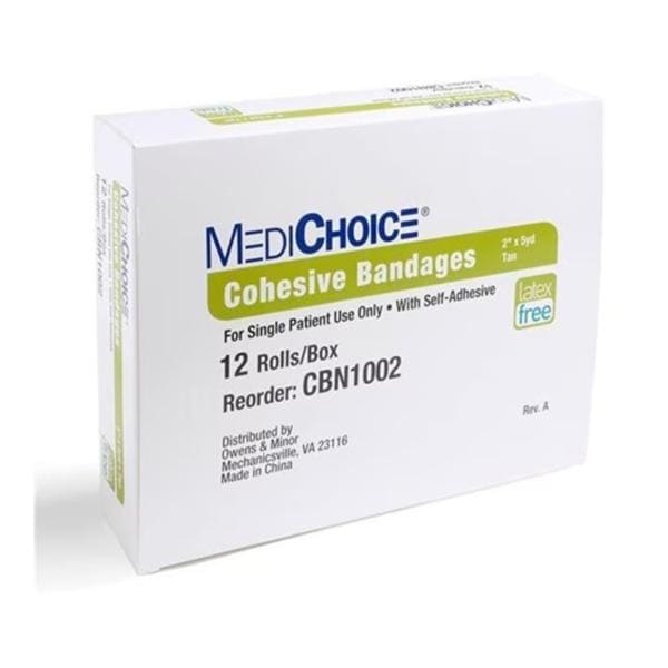 MediChoice Cohesive Bandage Fabric 2"x5yd Tan Non-Sterile 12/Bx