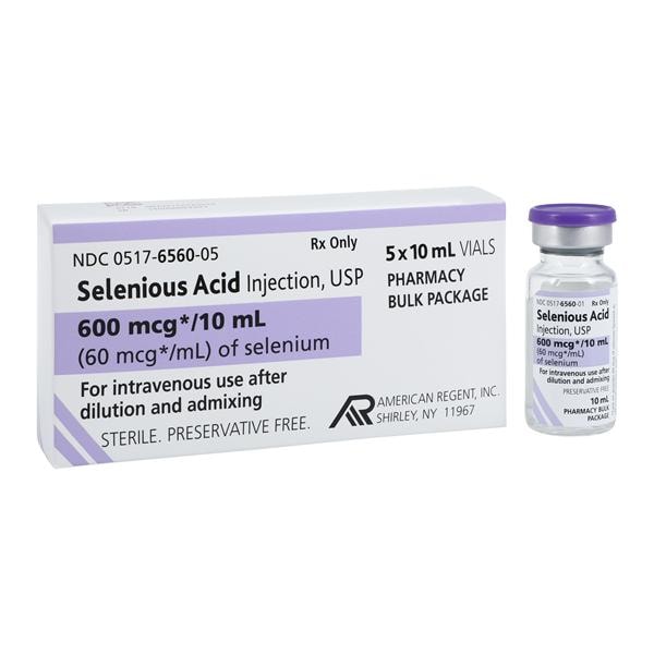 Selenious Acid Injection 60mcg/ml Pharmacy Bulk Pack 10mL 5/Packa...