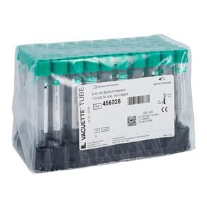 Vacuette Blood Collection Tube Green Cap Sodium Heparin 6mL 50/Pk