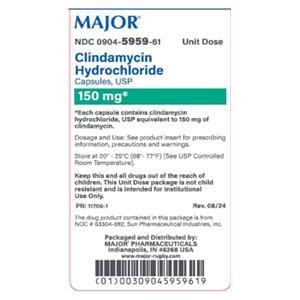 Clindamycin HCl Capsules 150mg Blister Pack Unit Dose Each