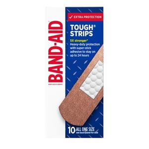 Band-Aid Tough-Strips Adhesive Bandage Fabric One Size Tan Sterile 10/Bx