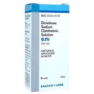 Diclofenac Sodium Ophthalmic Solution 0.1% Sterile Bottle 5mL Each