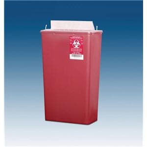 Sharps Container 14qt Red 6.75x11.75x17.75" Rtng Ld Hrzntl Drp Plstc 10/Ca