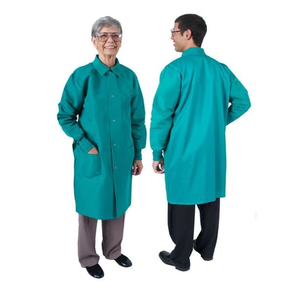 UltraLite Lab Coat 3Pkt Lng Tpr Slv / Cfs f/ Overgloving 41" Small Grn Unisex Ea