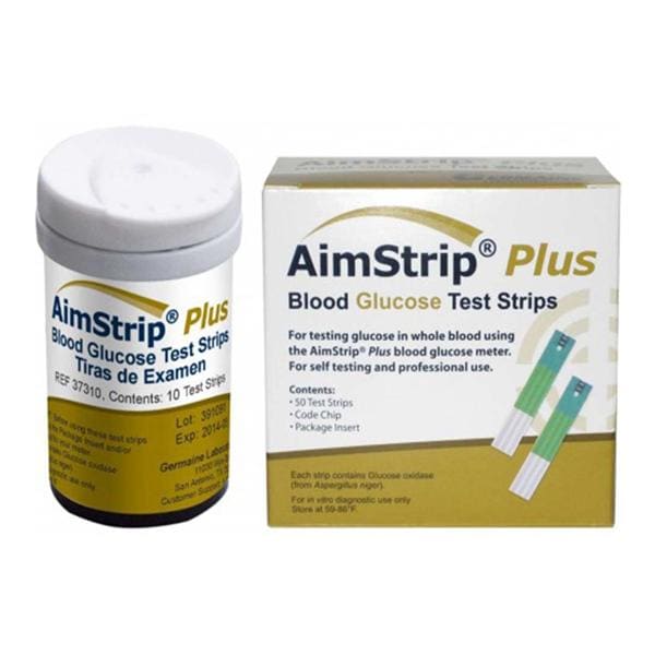 AimStrip Plus Blood Glucose - Test Strips f/ Slf Tstng & Pro Use 50/Bx