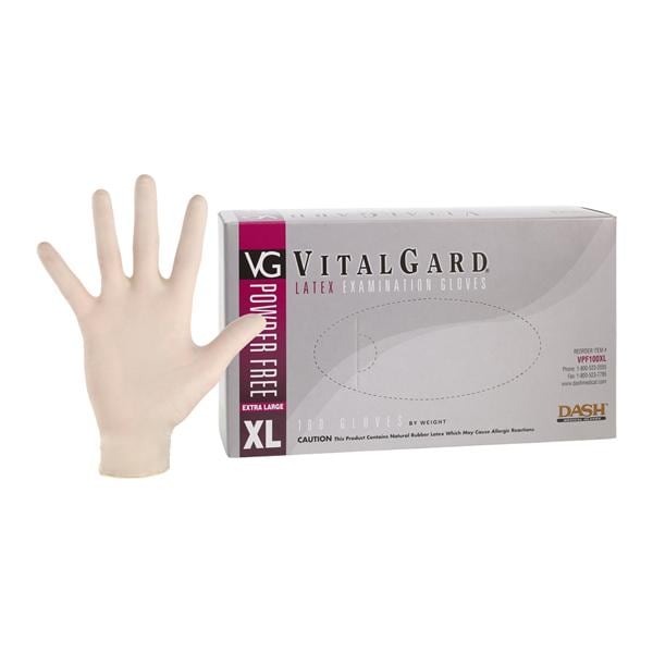 VitalGard Latex Exam Gloves X-Large Natural Non-Sterile, 10 BX/CA