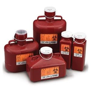 Sharps Container 4.7qt Red/Black 10-1/4x6x7-3/4" Vertical Entry Lk Cp PP Ea