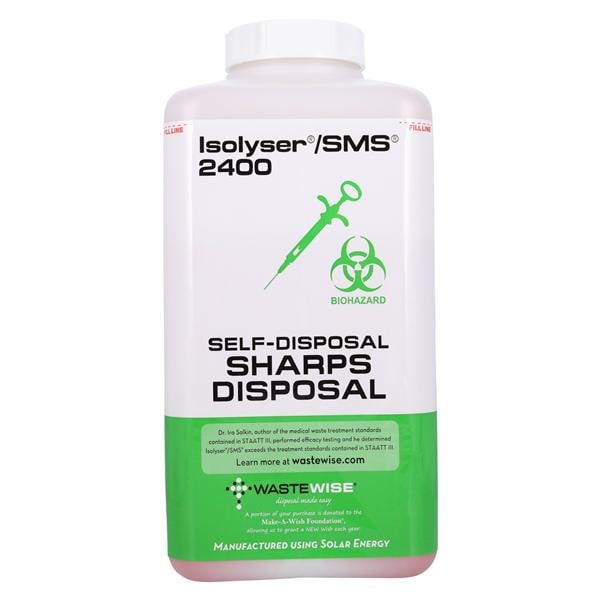 Isolyser/SMS Sharps Container 0.8gal Wht/Grn 5x5x9.5" Scrw Ld Vert Drp Plstc Ea