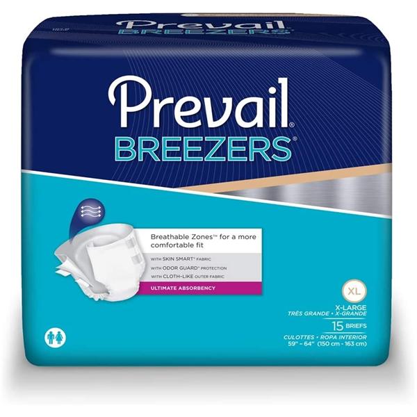 Prevail Breezers Incontinence Brief Unisex 59-64" Heavy Beige 4x15/Ca