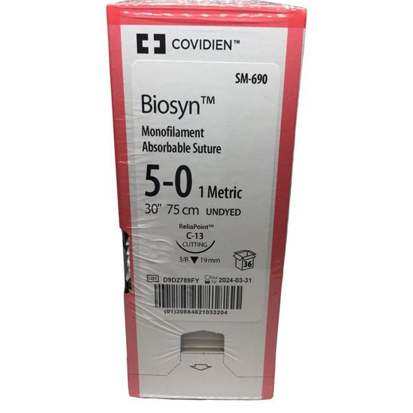 Biosyn Suture 5-0 30" Polyglecaprone Monofilament C-13 Undyed 36/Ca