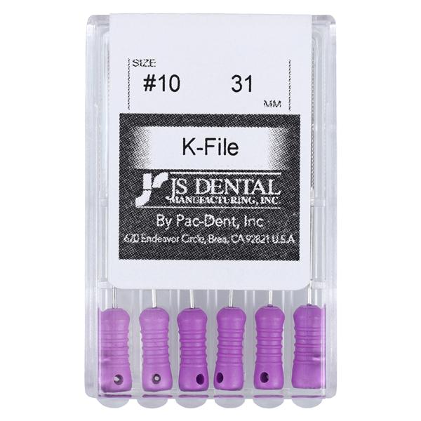 Hand K-File 31 mm Size 10 Stainless Steel Purple 0.02 6/Pk