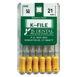 K-File 21 mm Size 50 Stainless Steel Yellow 0.02 6/Pk