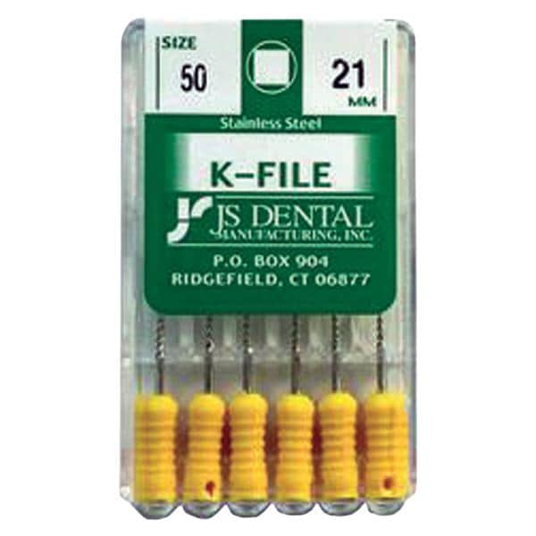 K-File 21 mm Size 50 Stainless Steel Yellow 0.02 6/Pk