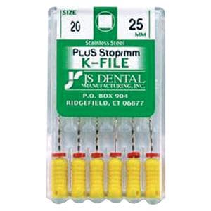 Hand K-File Plus 25 mm Size 20 Stainless Steel Yellow 0.02 6/Bx