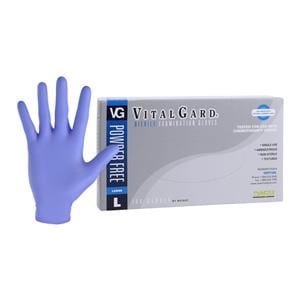 VitalGard Nitrile Exam Gloves Large Blue Non-Sterile, 10 BX/CA