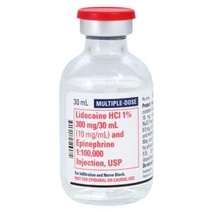 Lidocaine HCl Epinephrine Injection 1% 1:100,000 MDV 30mL Each
