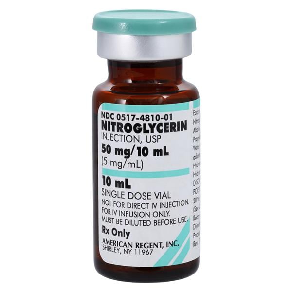 Nitroglycerin Injection 5mg/mL SDV 10mL Each