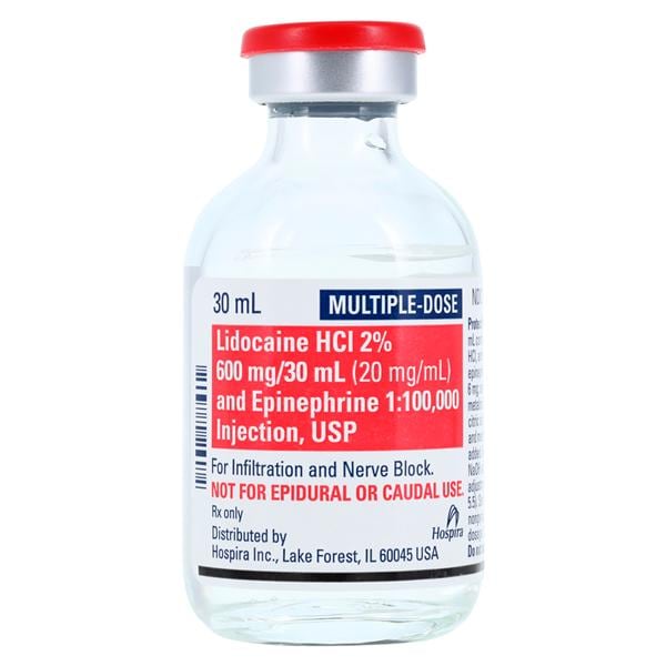 Lidocaine HCl Epinephrine Injection 2% 1:100,000 MDV 30mL Each