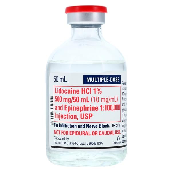 Lidocaine HCl Epinephrine Injection 1% 1:100,000 MDV 50mL Each